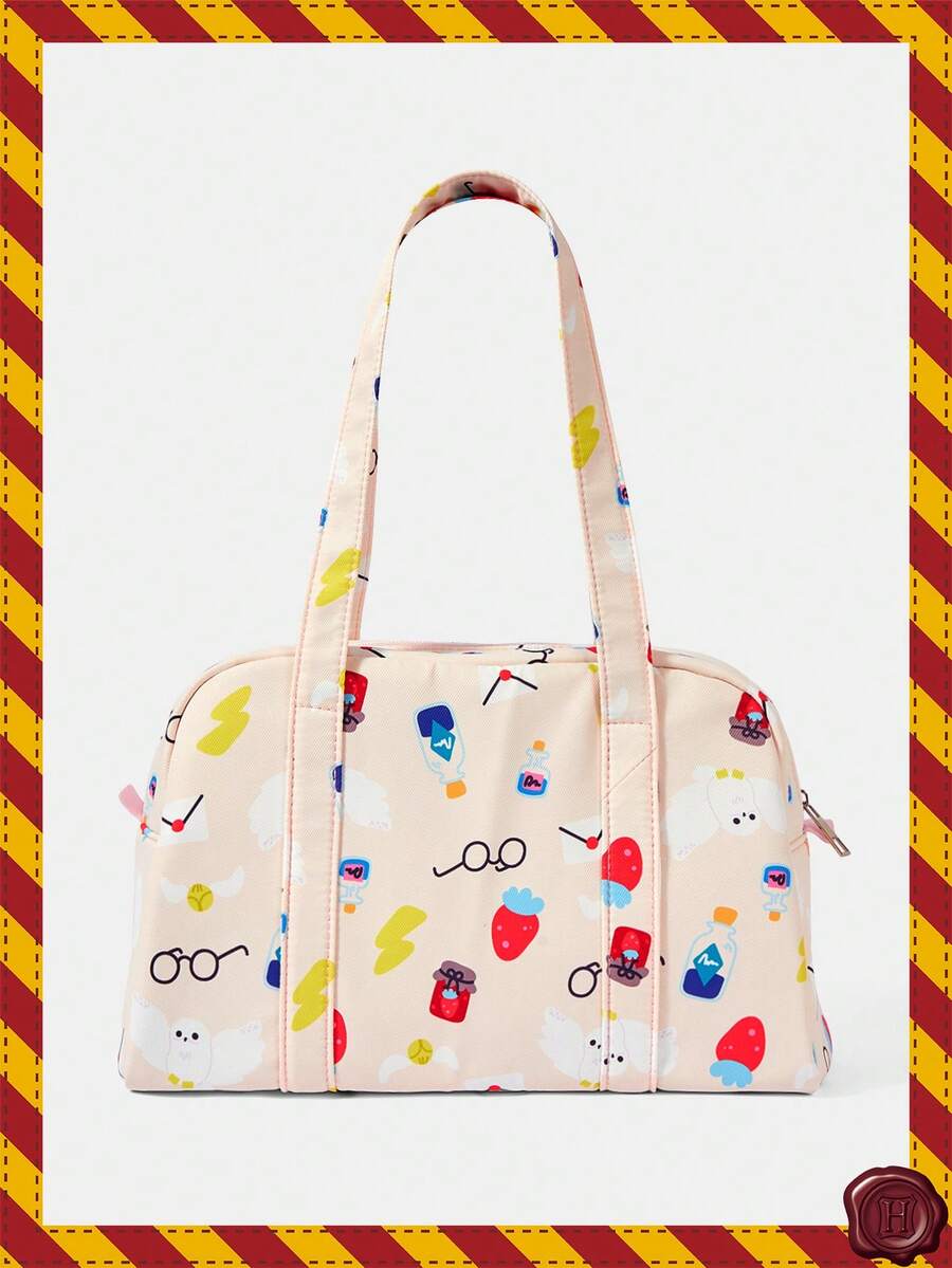 HARRY POTTER X SHEIN 一款时尚可爱卡通便携大容量女士手提包 - 淺粉色B - 查看 1