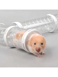18 Piece Set Of Hamster, Sand Rat, And Guinea Pig Tunnel System With Lock Connecting Tube - Transparent PVC Modular Small Animal Cage, Easy To Assemble Hamster Tunnel For Training And Foraging - Suitable For Hamster Cages, Fish Tanks, Rodent Nests, Guinea Pig Supplies, Hamster Accessories - Multicolor - View 6