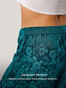 LUVLETTE 女士夏季透气祖母绿缎面睡裤 - 宽松阔腿裤 阔腿裤睡衣 - 綠色 - 查看 9