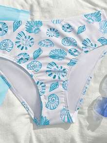 SHEIN Bộ bikini ba mảnh dễ thương thời trang cho bé gái tuổi teen, in hình vỏ sò màu xanh dương, kiểu cổ yếm, thân thiện với da và nhanh khô, phù hợp cho bé gái cỡ trung bình và lớn, kèm theo lưới chống nắng. Một bộ trang phục mùa hè tươi mát cho các bé gái mặc ở bãi biển, hồ bơi hoặc trong kỳ nghỉ. Bộ đồ bơi hai mảnh cho tuổi teen, bộ đồ phối hợp cho bé gái, trang phục mùa hè cho bé gái, đồ bơi đi biển, đồ bơi kỳ nghỉ hè cho bé gái, bộ hai mảnh mùa hè, bộ đồ ngủ cho bé gái, bộ đồ hè cho phụ nữ. - Màu xanh bạc hà - Xem 5