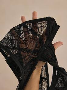 Charlaine Bộ jumpsuit ren xuyên thấu gợi cảm dành cho nữ, thích hợp mặc hàng ngày. - màu đen - Xem 9