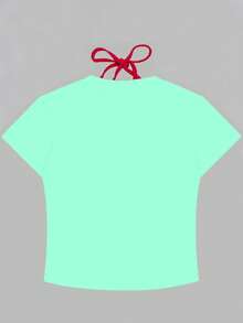 INAWLY T-shirt à col rond à manches courtes, coupe regular, imprimé bikini pour femmes - Vert - Voir 2