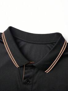 Manfinity Dauomo 男士Polo衫，黑色，夏季，商务休闲，展现成熟男士魅力，骏马印花图案设计，男士必备单品，高周转率，适合日常、度假和约会穿着。 - 紅色 - 查看 4