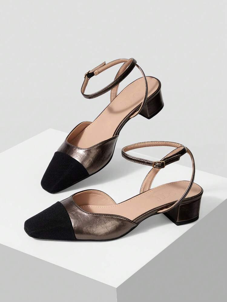 WOMEN'S ELEGANT CONTRAST COLOR ANKLE STRAP HIGH HEEL PUMPS VALENTINE'S DAY SPRING SHOES