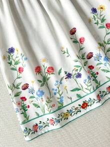 Babygirl Casual Cute Floral Pattern Ruffle Hem Long Sleeve Dress - Multicolor - View 6