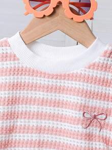 Emery Rose Kids Bộ 2 món áo thun cổ tròn xếp ly kẻ sọc dáng casual cho bé gái, gồm áo thun và quần. - Nhiều màu - Xem 6