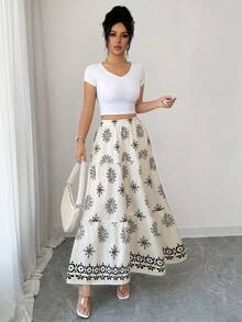 Elenzga 女士全印花休闲百搭约会/旅行迷你裙 - 彩色 - 查看 3