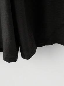 Rusticease Plus Size Women Solid Color Contrast Lace Round Neck Blouse And Pants Casual 2 Piece Set - Black - View 5