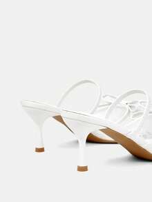 CUCCOO HITCHD Zapatos de mujer nuevos para primavera y verano con lazo de encaje, tacón de 6,5 cm, zapatos de tacón fino y elegante, puntiagudos, de malla blanca, para uso diario y citas de mujer - Blanco - Ver 5