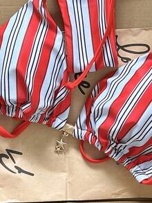 Swim Mod Women's Random Print Necklace Metal Jewelry Bikini Set, Spring/Summer - Multicolor - View 6