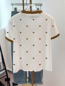 Resyla Women's Heart & Polka Dot Colorblock Round Neck T-Shirt - White - View 2