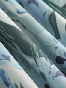 GlowEve Women's Summer Floral Print Blue Square Neck Tie Waist Puff Sleeve A-Line Dress, Fashionable Elegant Casual Vacation Beach - Multicolor - View 5