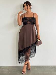Firerie Plus Size Women Lace Elegant Waist Cinching Spaghetti Strap Party Dress Zanzea For Zanea Woman New Arrival Casual Date Dresses Whute Ladies Graduation - Brown - View 6