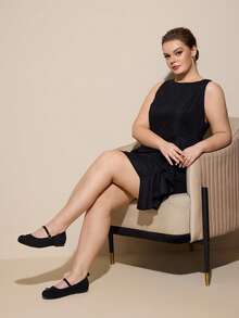 CUCCOO CURVES 2026新款黑色图案平底胖脚单鞋浅口通勤法式气质专业平底单鞋女款穿圆头不累脚 - 黑色 - 查看 6