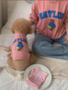 1pc Pet Dog/Cat Clothes, Cute Bear Design, Made Of Spun Rayon, Suitable For Small And Medium Breed Dogs - Multicolor - View 1