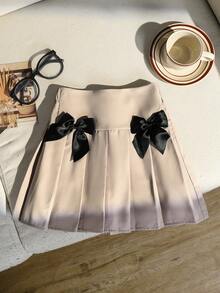 Elladie kids 1 chiếc váy xếp ly thời trang thắt nơ cho bé gái, thích hợp cho mùa hè. - Màu Khaki - Xem 1