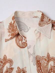 GlowEve Women's Casual Lightweight Jacket With Paisley Pattern, Suitable For Vacation - Apricot - View 5