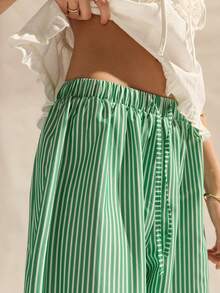 Easelle Quần nữ kẻ sọc, cạp chun, kiểu dáng thường ngày, đa năng. - Nhiều màu - Xem 4