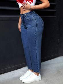 Jeanoix Jeans casuales y versátiles con bolsillos para mujer de talla grande - Azul - Ver 1