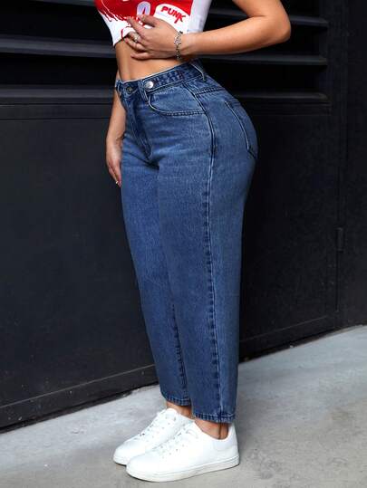 Jeanoix Jeans casuales y versátiles con bolsillos para mujer de talla grande