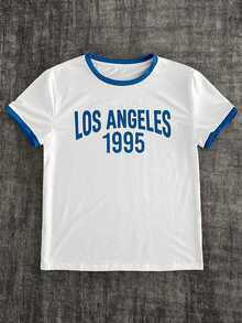 GENTILAND 男士字母印花圆领短袖休闲百搭T恤 - 白色 - 查看 3