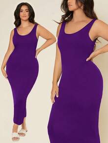 EMERY ROSE Vestido casual de cena y citas de corte ajustado en talla grande - Morado - Ver 1