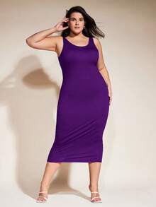 EMERY ROSE Vestido casual de cena y citas de corte ajustado en talla grande - Morado - Ver 2