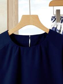 Rusticease 女士度假休闲纯色上衣+印花半裙套装（2件套），女士夏季服装，夏季半裙套装，半裙上衣套装，女士半裙上衣套装，印花半裙套装 - 彩色 - 查看 2