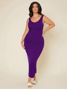 EMERY ROSE Vestido casual de cena y citas de corte ajustado en talla grande - Morado - Ver 8