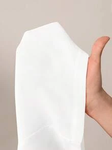 SHEIN 两件套孕妇圆领仿珍珠装饰上衣和可调节腰围阔腿裤，休闲日常穿着 - 白色 - 查看 7