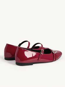 CUCCOO CHICEST Pantofi de damă de primăvară și toamnă, prezență casual, talpă moale, confortabilă, cu accesorii roșii cu stras, pantofi plați, pantofi de nuntă, pantofi de primăvară, pantofi de mireasă - roșu - Vizualizare 4