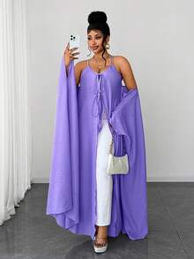 Maweii 渐变极简宽松吊带蝙蝠袖连衣裙 - 紫色 - 查看 1