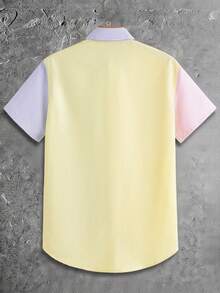 Manfinity VCAY Camicia casual monopetto a maniche corte con tasche e righe per uomo - Multicolore - Visualizzare 2