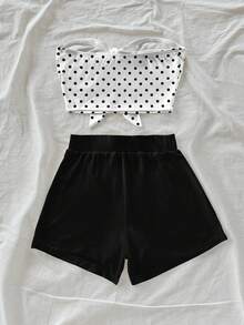 Conjunto de 2 piezas con estampado de árbol de coco y flor de diosa del sol para vacaciones en la isla, adecuado para vacaciones, verano, elegante - Multicolor 3 - Ver 2