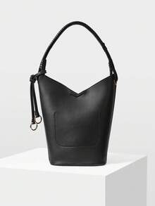 MOTF 女士单肩包，精致简约的水桶包。 - 黑色 - 查看 4