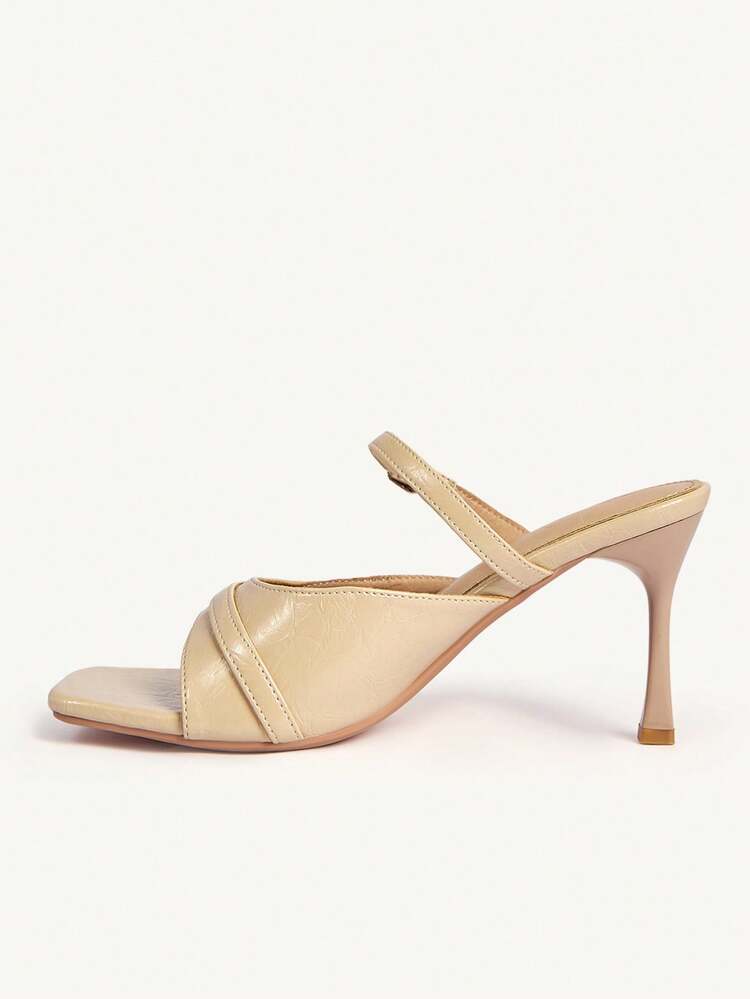 CUCCOO CHICEST Women Shoes Autumn Apricot Square Toe High Heel Sandals Women's Double Buckle Stiletto Sandals Wedding Shoes Summer Shoes Bride Shoes