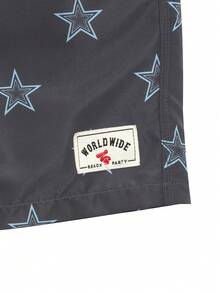 ZELFYO Men's Casual Star Print Beach Shorts - Dark Grey - View 6