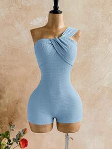 Soleia 春夏新款休闲度假西部海滩婚礼宾客礼服毕业早午餐套装，圣帕特里克节春假复活节音乐节优雅波西米亚热带无袖露背针织纹理连体裤（女款） - 藍色 - 查看 4