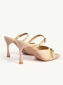 CUCCOO CHICEST 女士秋季杏色方头高跟凉鞋 女士双扣细高跟凉鞋 - 杏色 - 查看 4