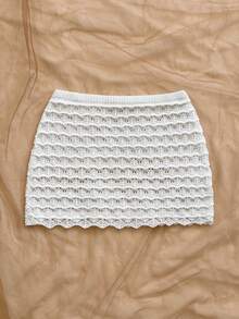 Soleia Váy mùa hè thời trang với họa tiết vỏ sò, màu trơn, khoét rỗng. - Màu Khaki - Xem 4