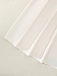 GlowEve 女士优雅缎面V领荷叶边袖口系带中长连衣裙，浪漫适合派对、婚礼季和夏季 - 杏色 - 查看 3