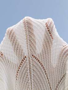 Vivid Eden Conjunto de top de punto y shorts de unicolor informal de talla grande - Blanco - Ver 7