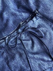 Maweii 蓝色抽绳复古简约休闲舒适裤 - 藍色 - 查看 7