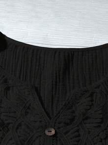 EMERY ROSE 女士休闲碎花短袖衬衫 - 黑色 - 查看 4