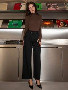 Bris Aura 压褶纽扣裤 - 黑色 - 查看 1