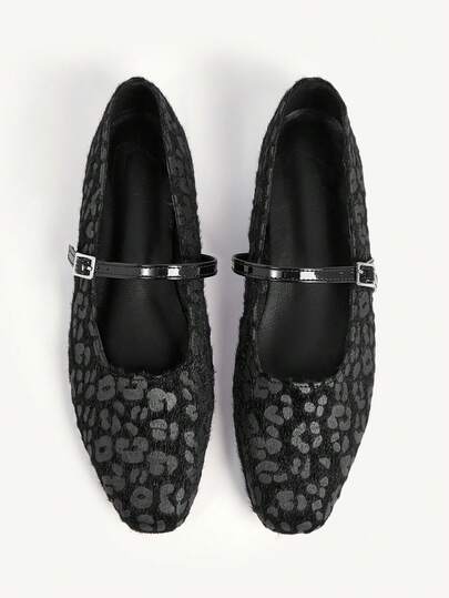 CUCCOO CHICEST Women's Casual Soft-Sole Leopard Print One-Strap Flat Shoes, Suitable For Spring And Autumn