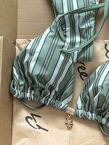 Swim Mod Bộ bikini nữ gồm dây chuyền in họa tiết ngẫu nhiên, trang sức kim loại, thích hợp cho mùa xuân/hè. - Nhiều màu - Xem 6