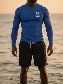 Surfspeed Camiseta de protección solar de manga larga para hombres para la playa y la natación, camiseta de neopreno de manga larga para hombres, camiseta de neopreno de manga larga para hombres para surf - Azul Marino - Ver 1