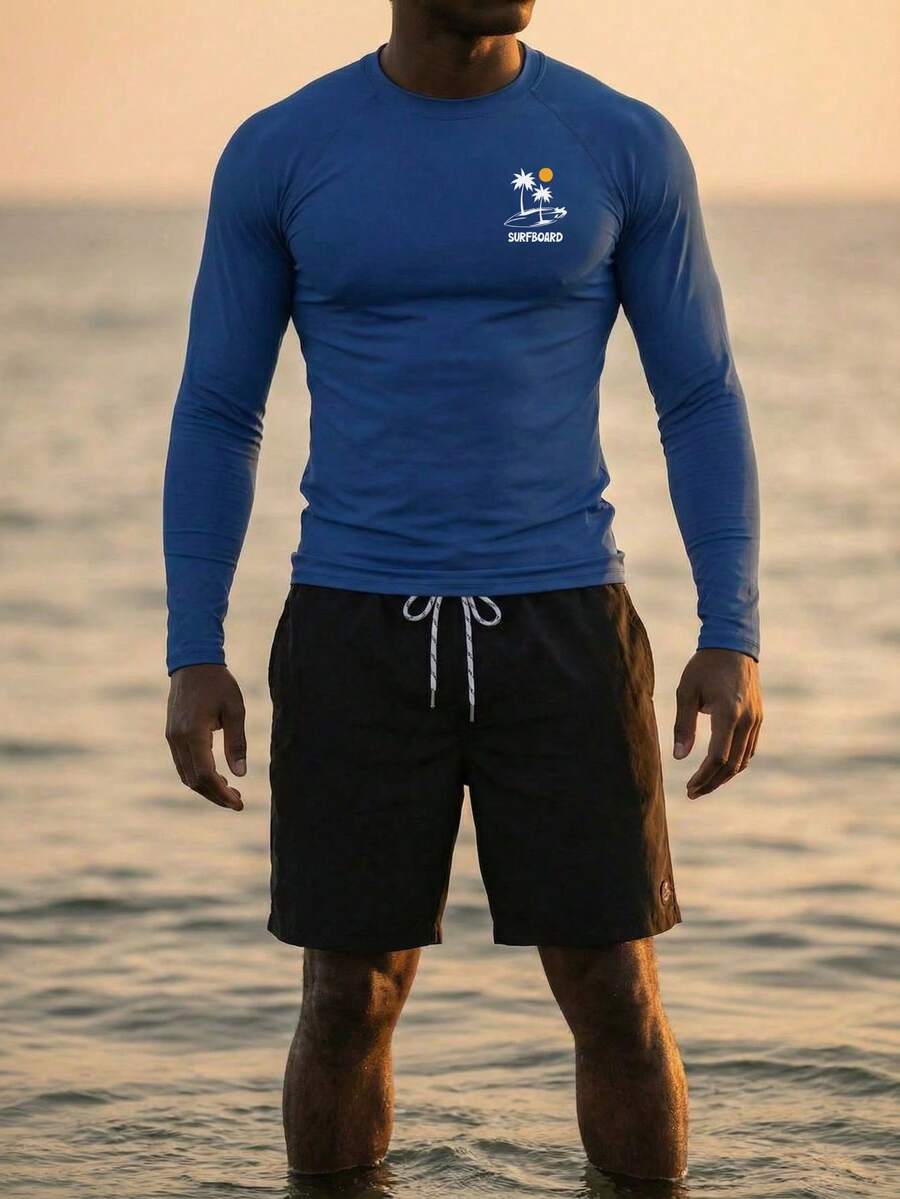 Surfspeed Camiseta de protección solar de manga larga para hombres para la playa y la natación, camiseta de neopreno de manga larga para hombres, camiseta de neopreno de manga larga para hombres para surf - Azul Marino - Ver 1