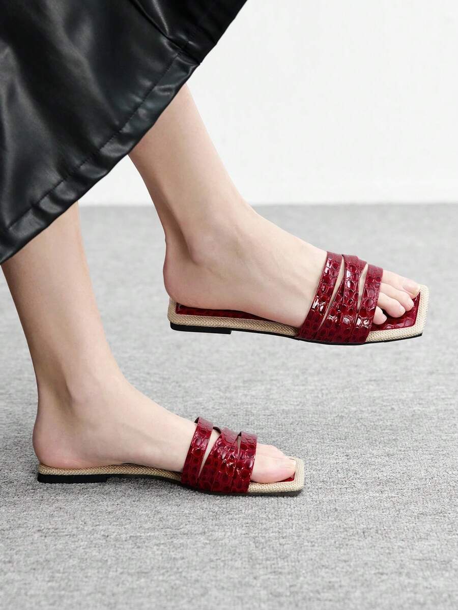 CUCCOO BIZCHIC 女士银色网眼简约平底鞋,优雅休闲,舒适易穿,适合工作、通勤、约会、正式场合等各种场合。 - 酒紅色 - 查看 1
